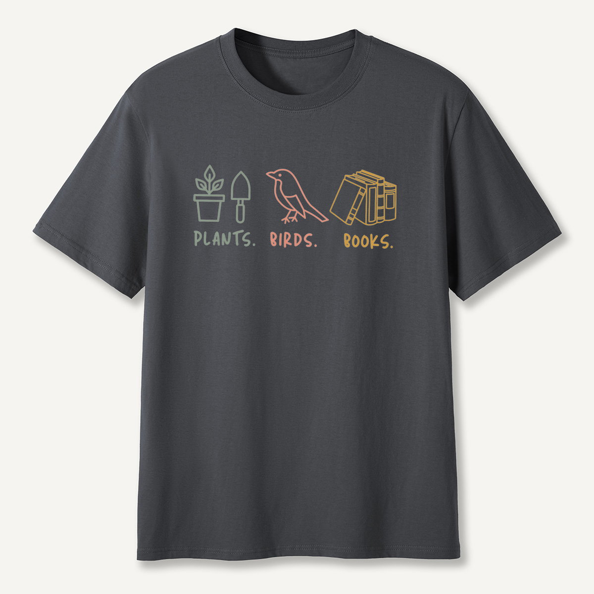 MDCTBYWY26071707Plants, Birds,Books T-Shirt