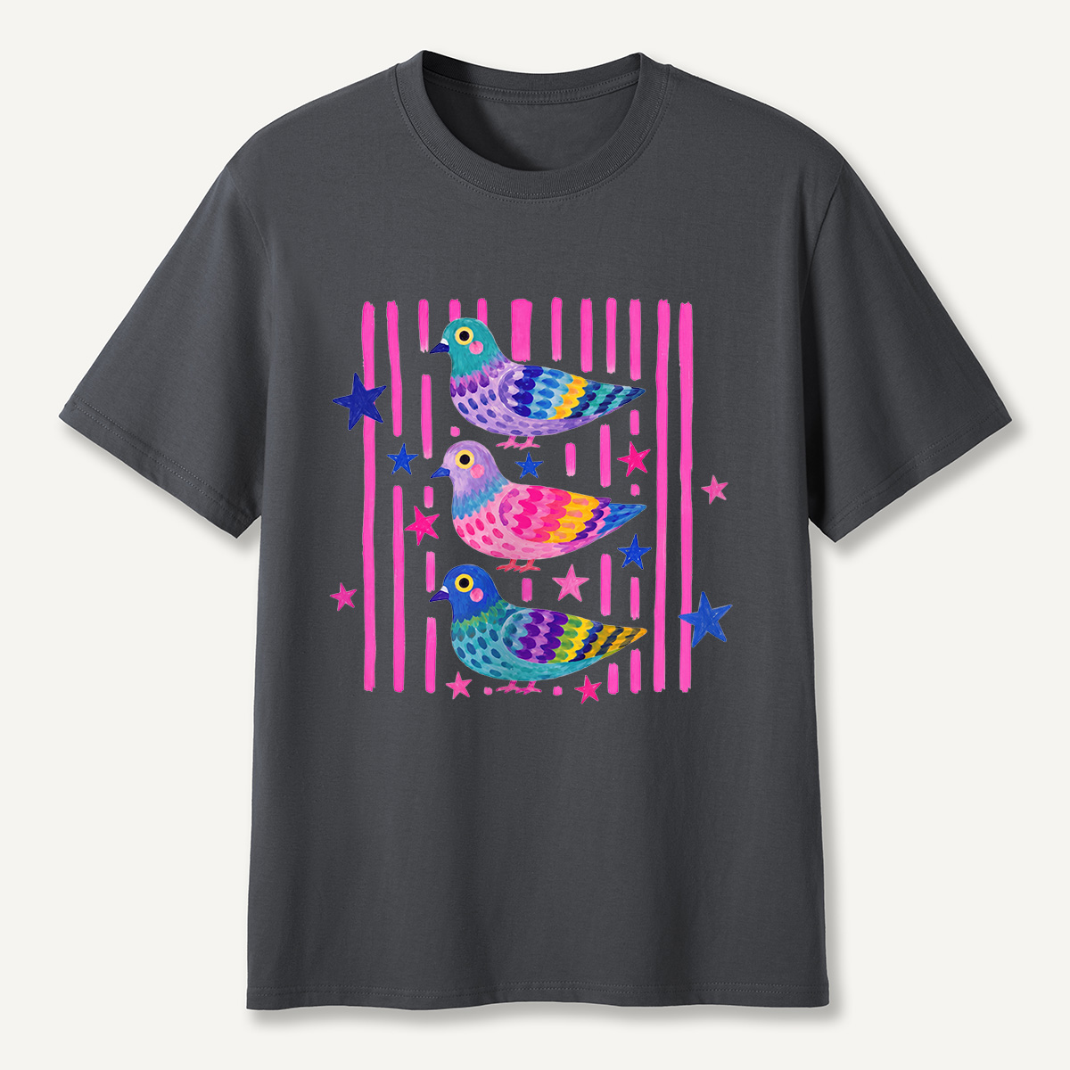 MDCTBYWY26072006 Colorful Pop Pigeon T-Shirt