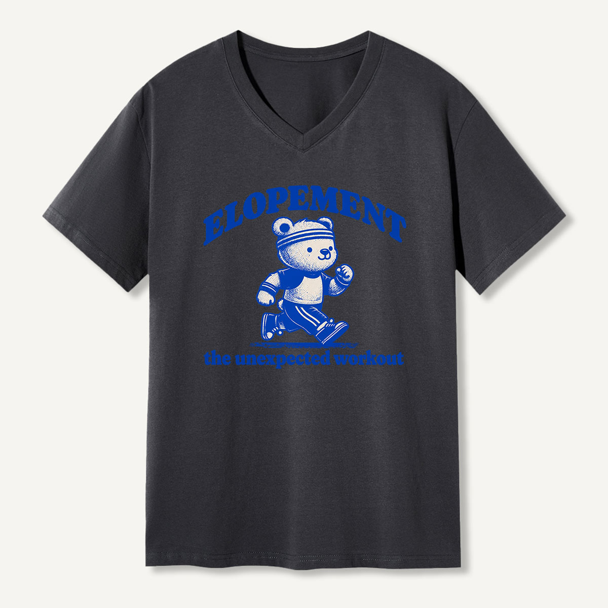 Elopement The Unexpected Workout Running Bear Graphic V-neck T-Shirt