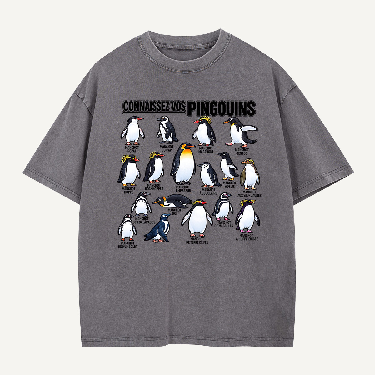 Connaissez Vos Pingouins Penguin Guide Washed T-Shirt