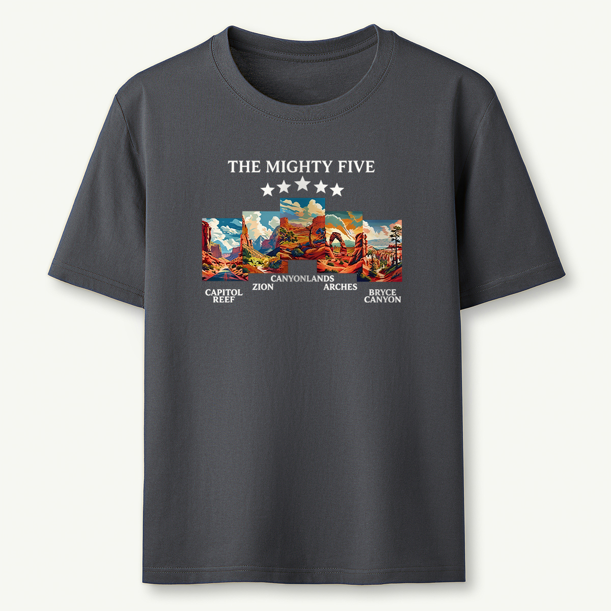 Vintage Moab Utah Souvenir Big 5 Mighty Five 1 National Park T-Shirt