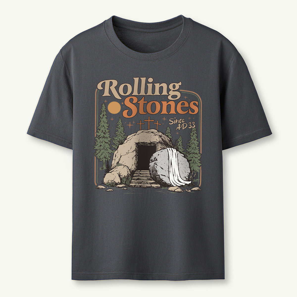 Retro Mountain Nature Cave and Stone T‑Shirt