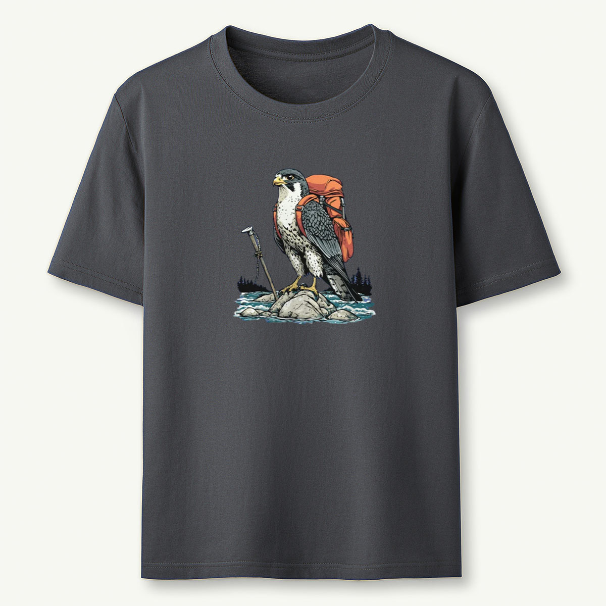 Falcon On River Backpacker T-Shirt
