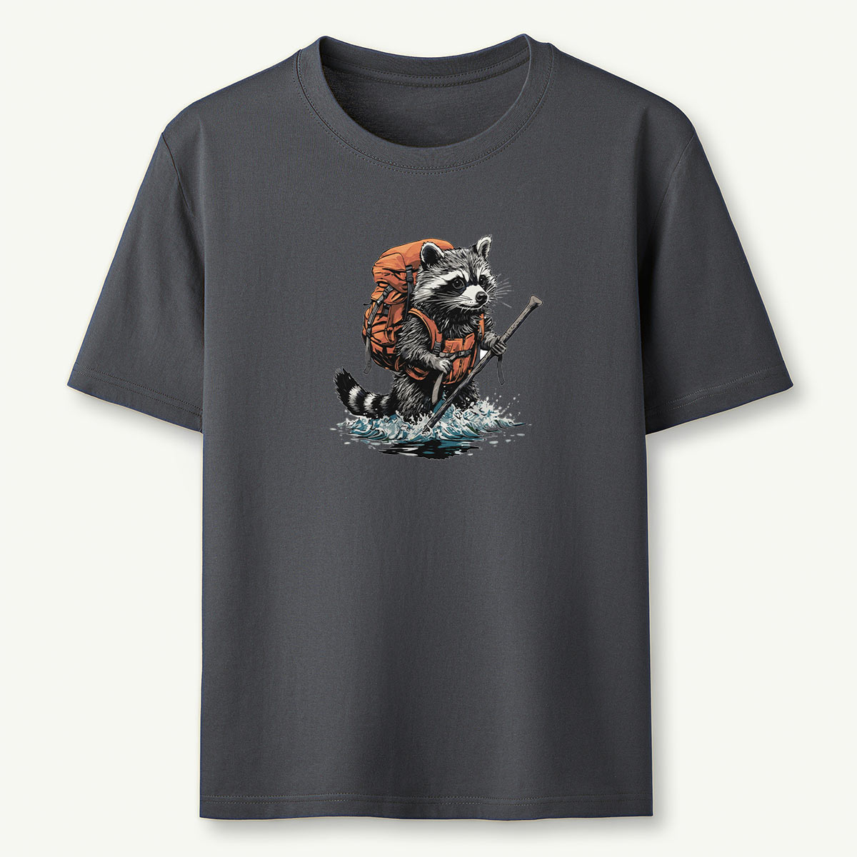 Raccoon Fording River Backpacker T-Shirt