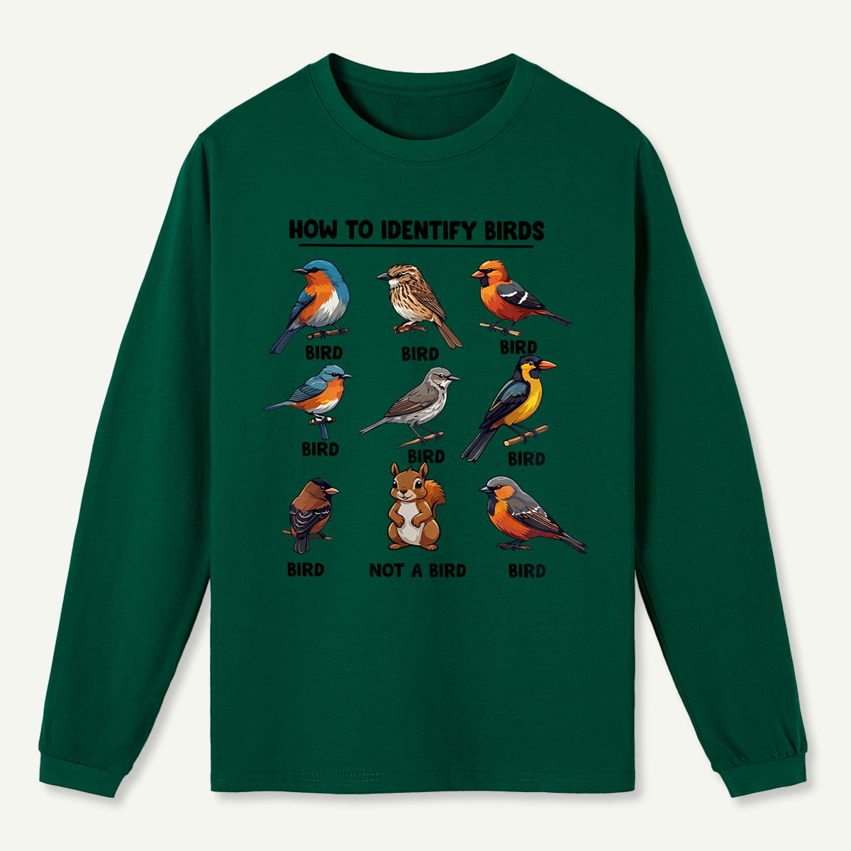 Funny Bird How to Identify Birds Long Sleeve T-Shirt