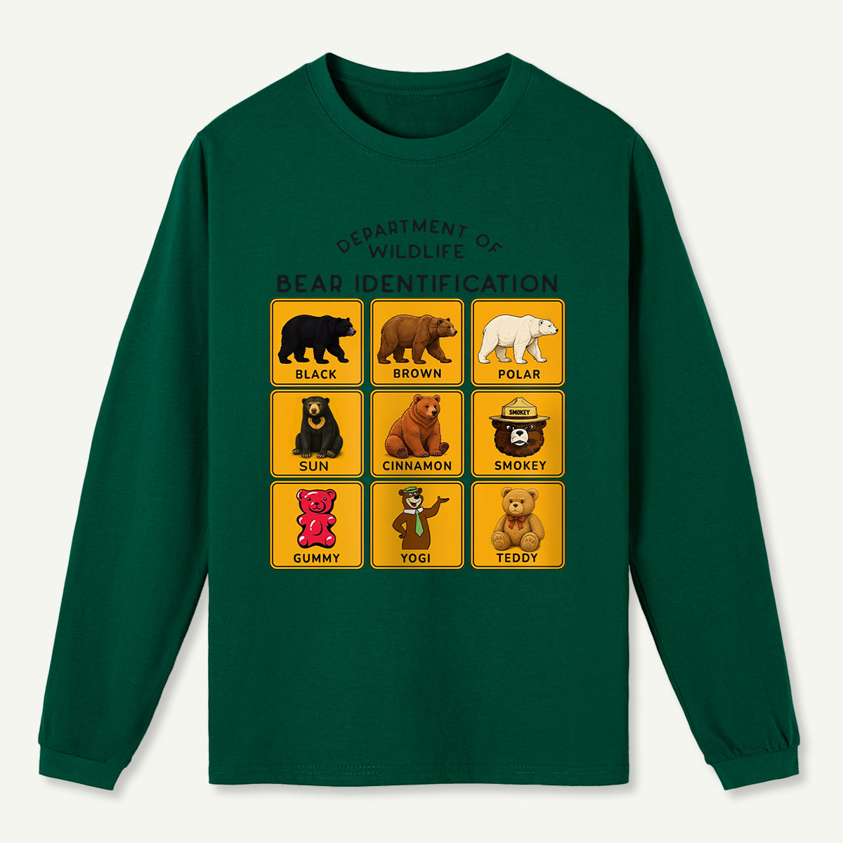 Department of Wildlife Bear Identification Gummy Bear Long Sleeve T-Shirt