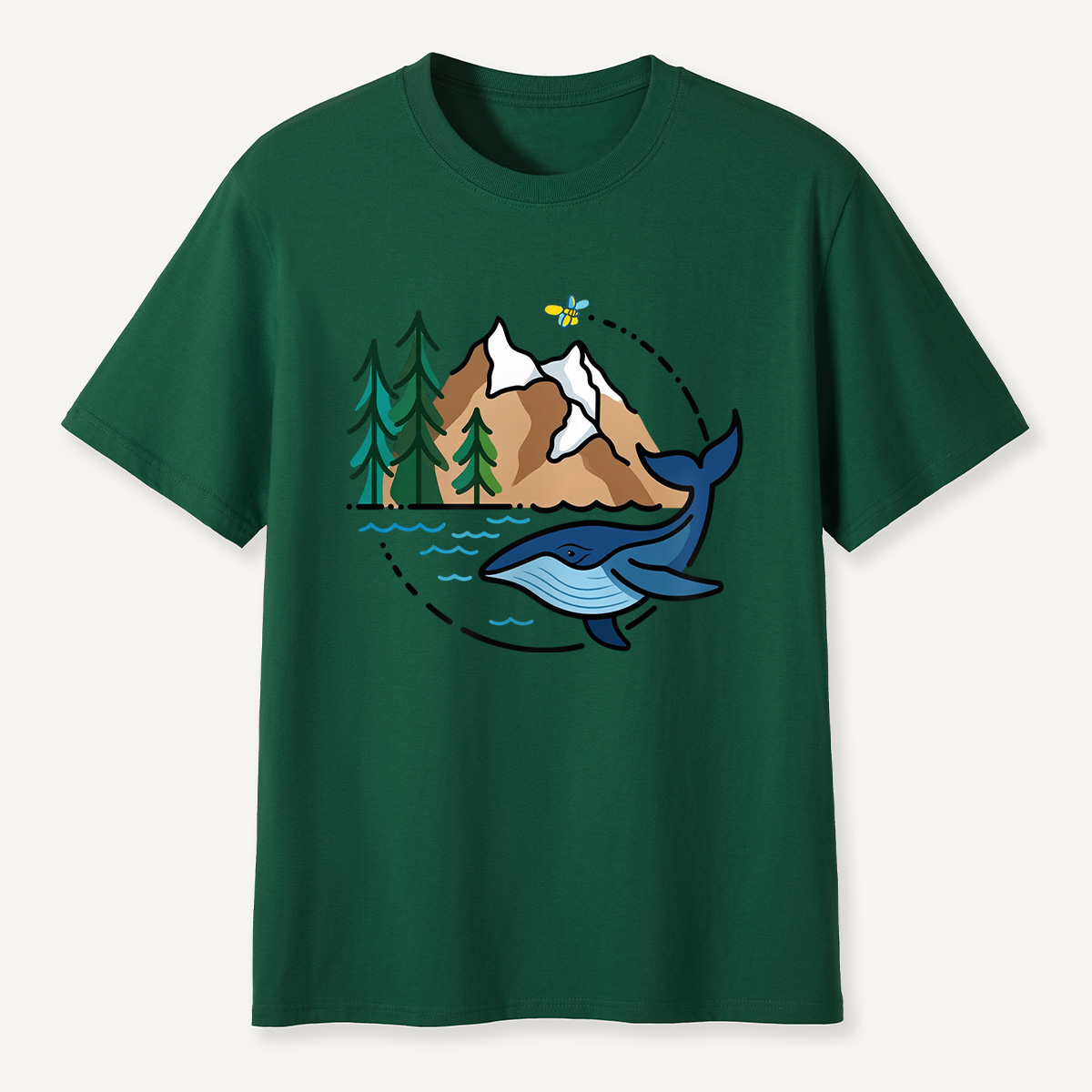 Whale & Mountain Forest T-Shirt