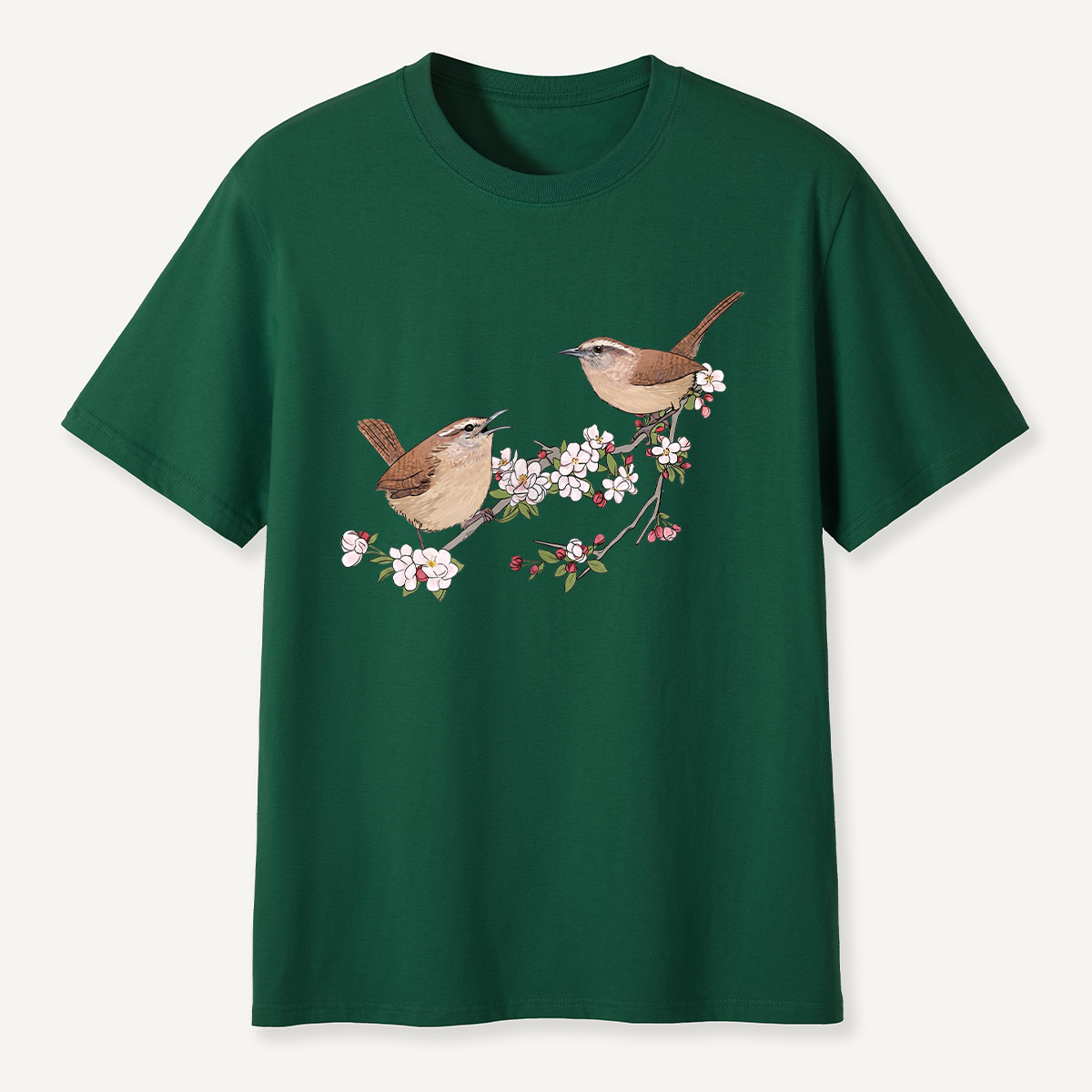 Songbirds On Blooming Branch Nature T-Shirt