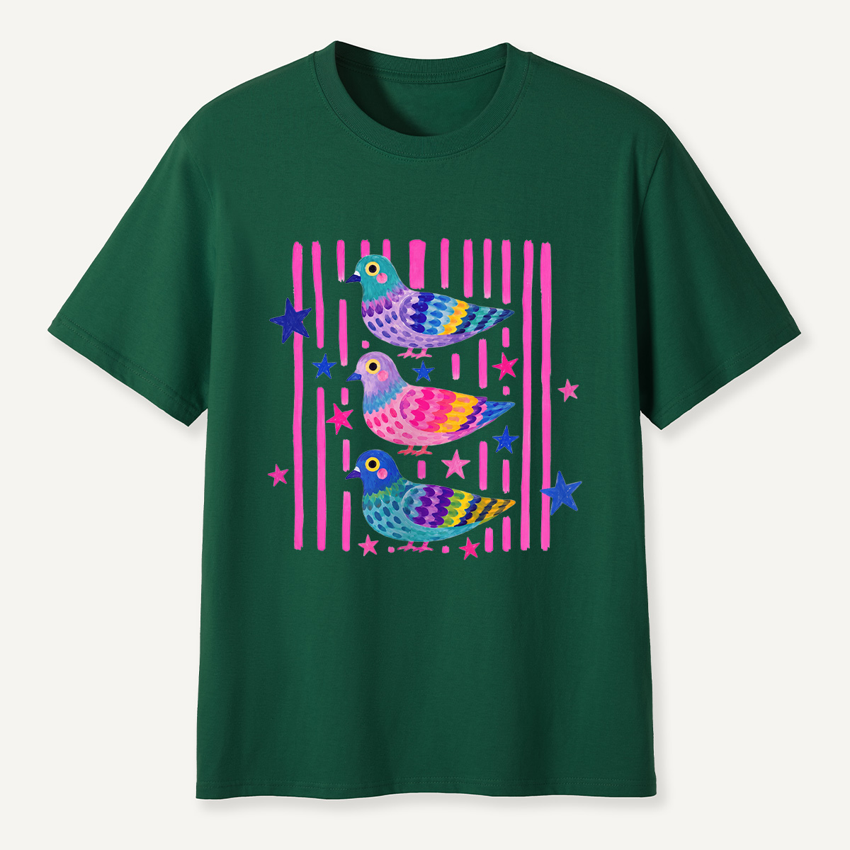 MDCTBYWY26072006 Colorful Pop Pigeon T-Shirt