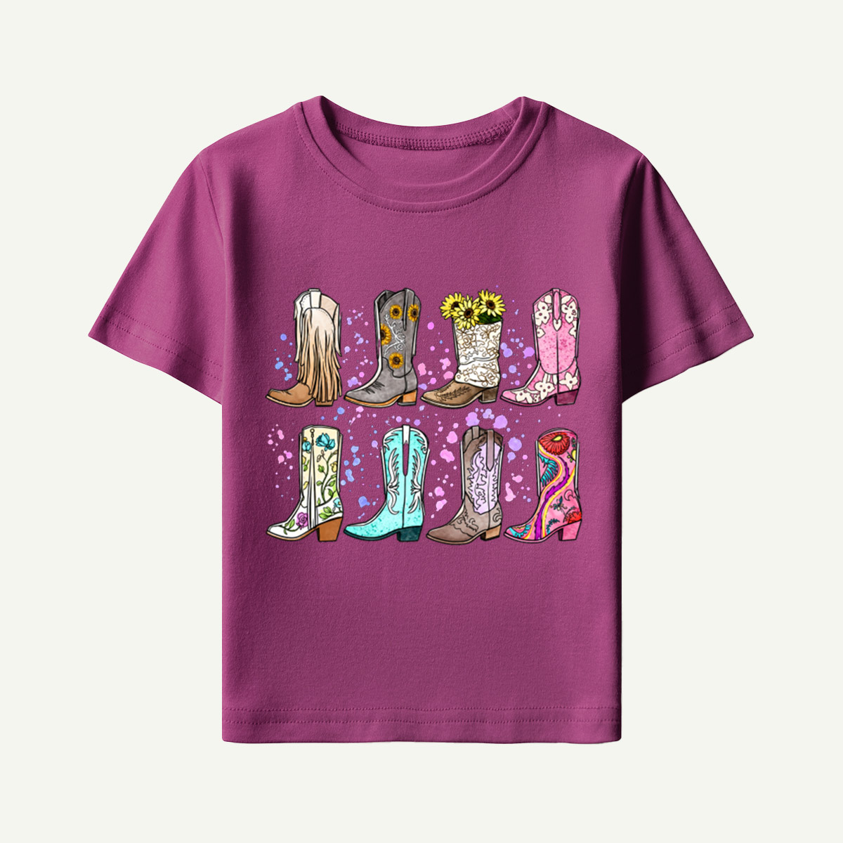 Colorful Western Boots Collection Kids T-Shirt