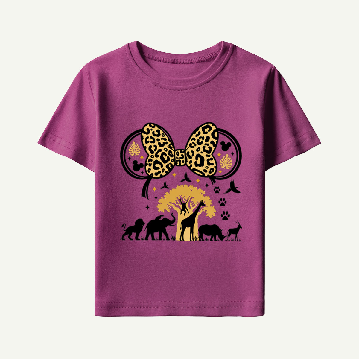 Leopard Bow Wildlife Silhouette Kids T-Shirt