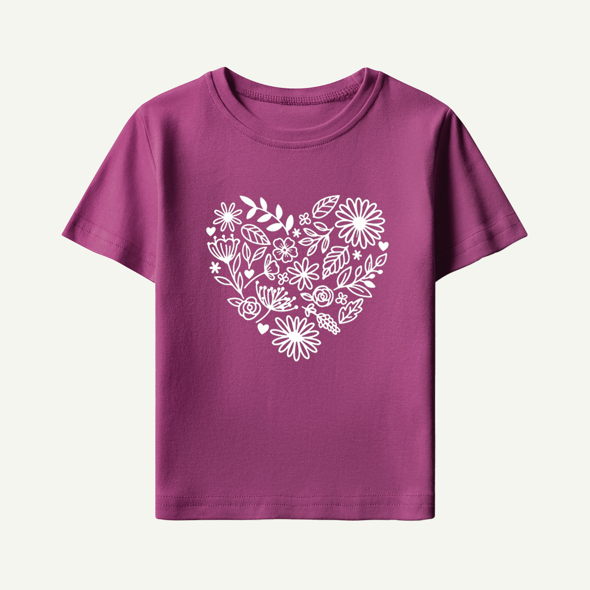 Floral Heart Line Art Kids T-Shirt