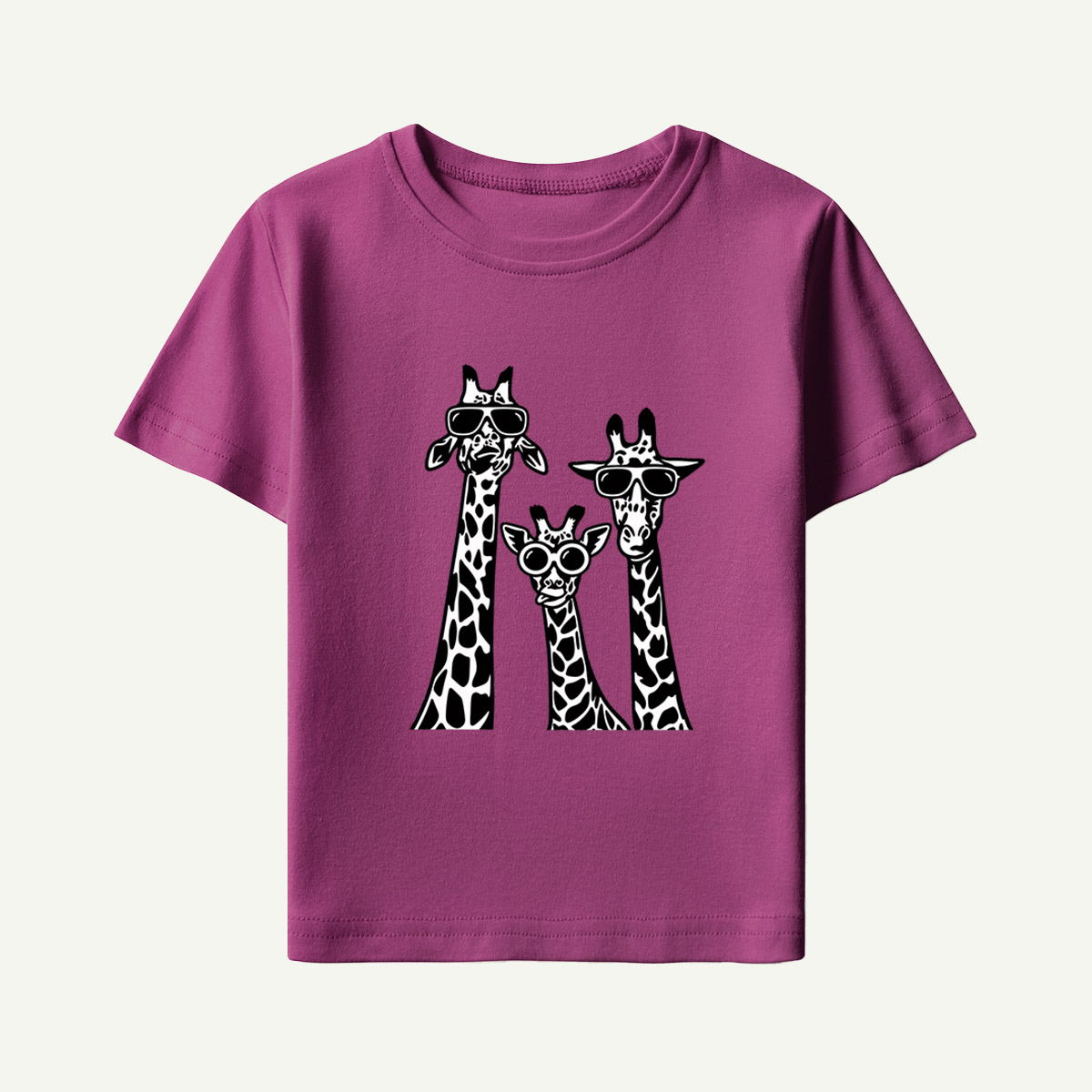 Cool Giraffe Family Monochrome Illustration Kids T-Shirt