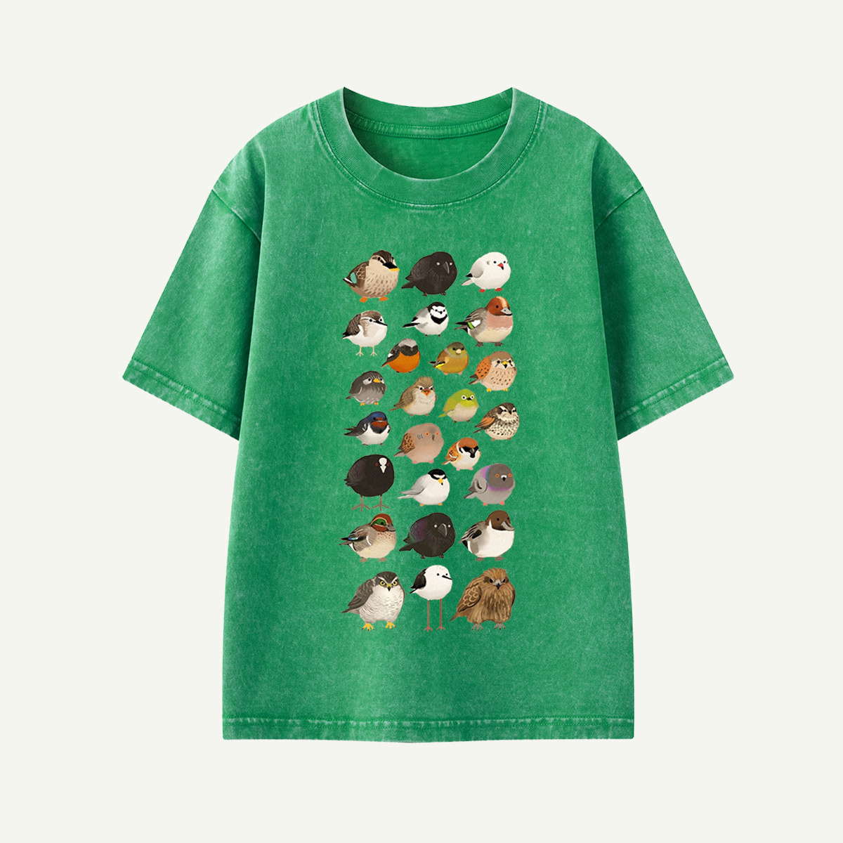 Bird Species Illustration Kids Washed T-Shirt