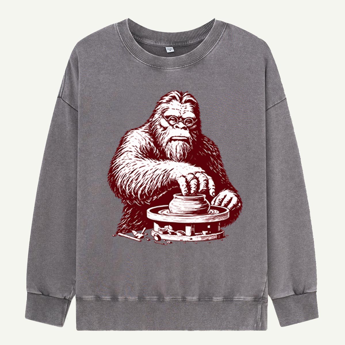 Bigfoot Ceramic Artist Pottery Wheel Craft Design Washed Sweatshirts