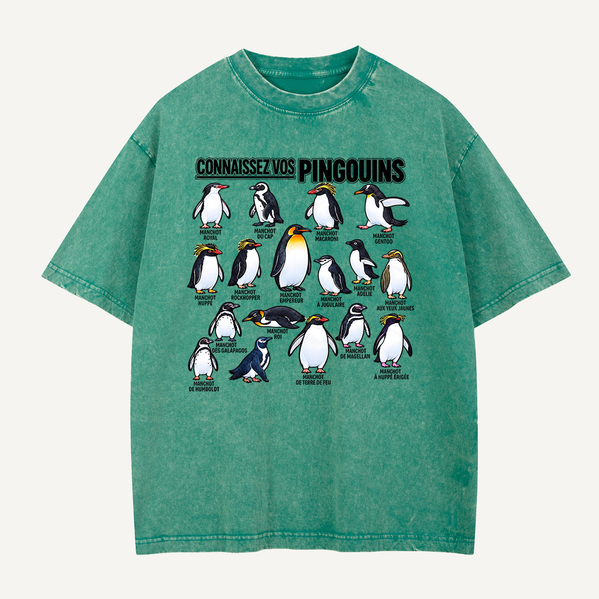 Connaissez Vos Pingouins Penguin Guide Washed T-Shirt
