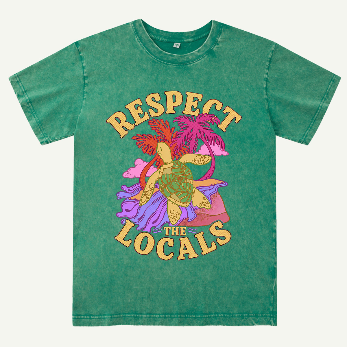 Sea Turtle Tropical Beach Washed T-Shirt