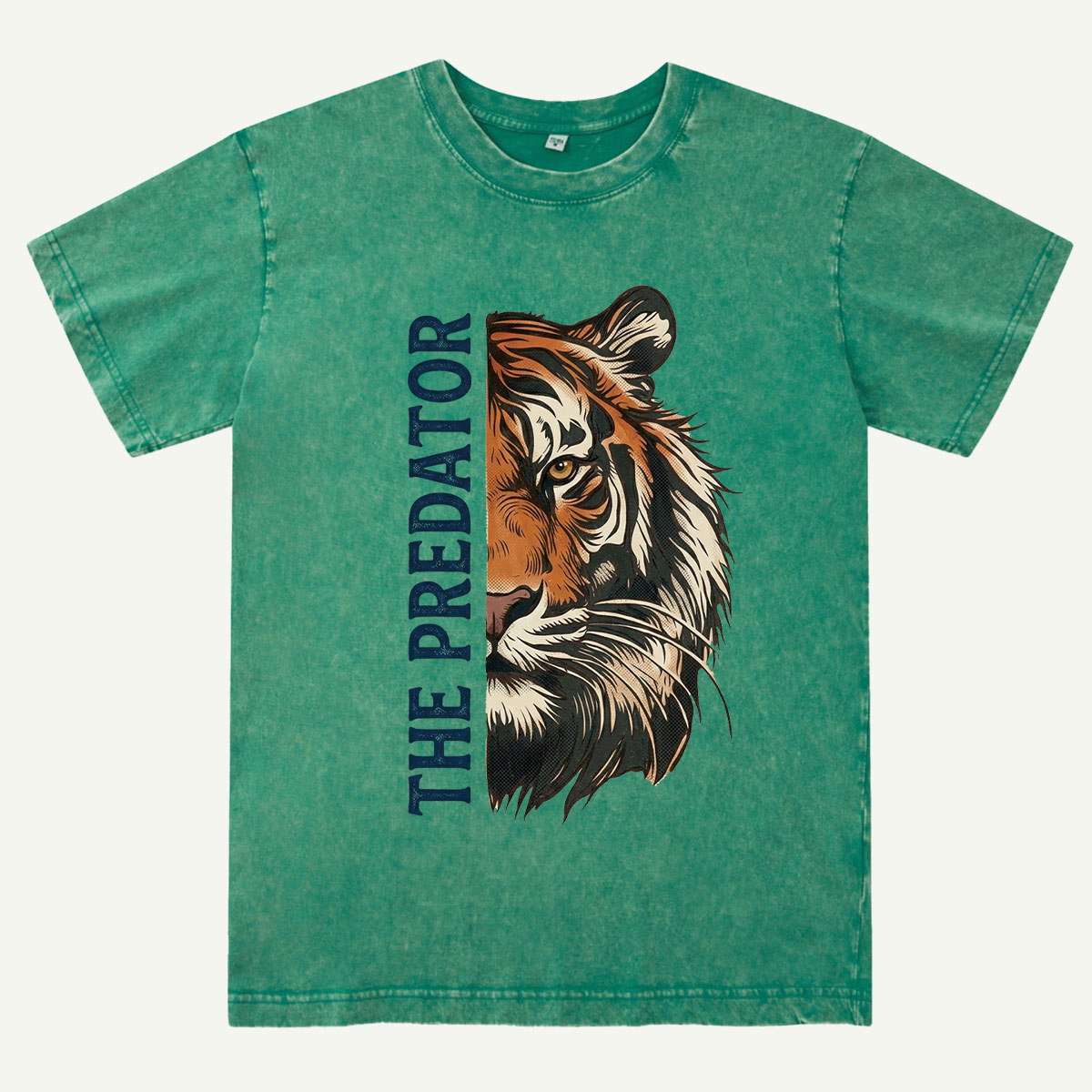 Half Face Tiger Predator Washed T-Shirt