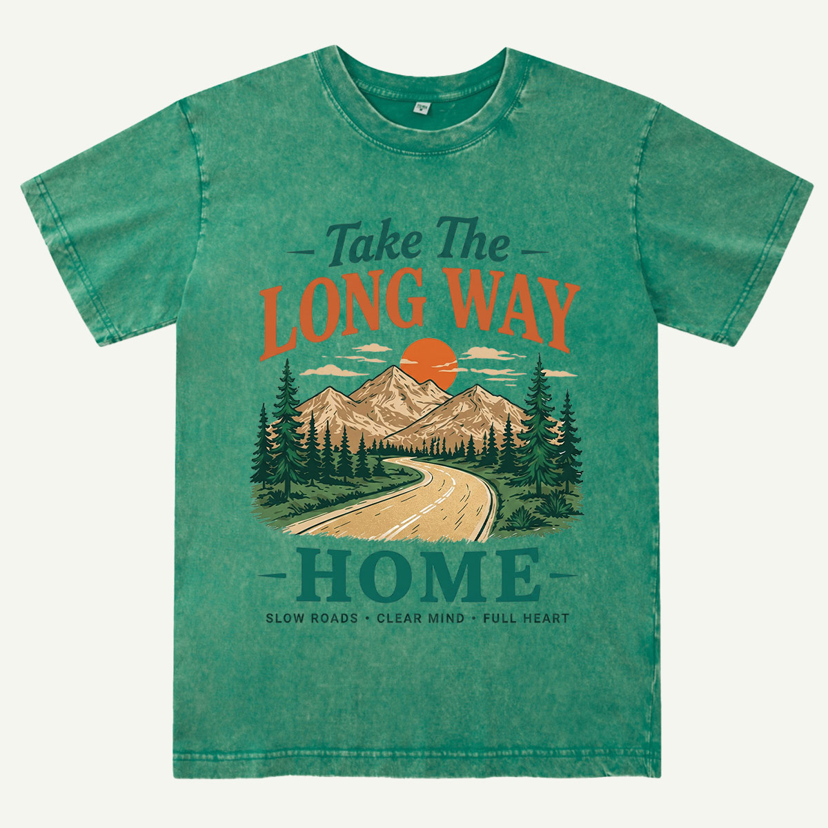 Take The Long Way Home Mountain Road Washed T-Shirt