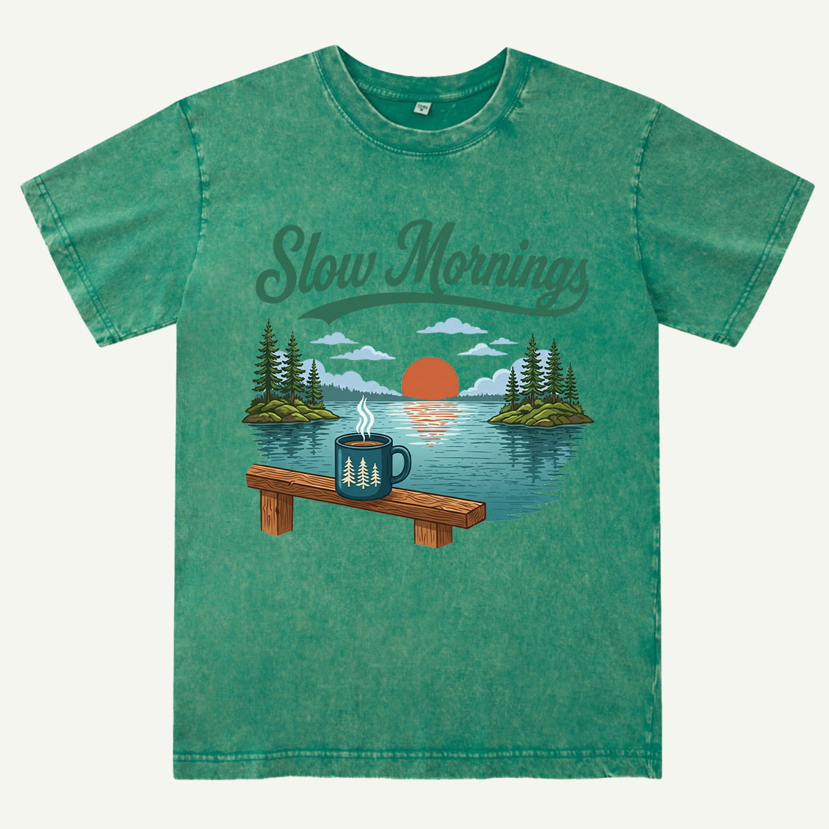 Slow Mornings Lake Coffee Washed T-Shirt
