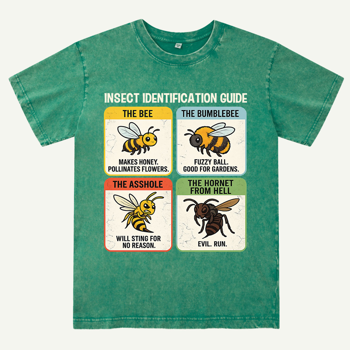Funny Insect Identification Guide Washed T-Shirt