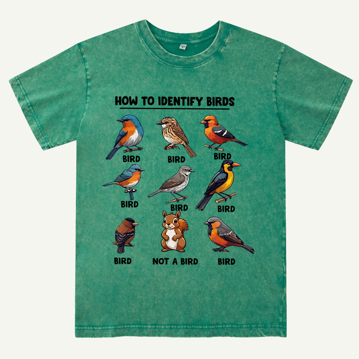 Funny Bird How to Identify Birds Washed T-Shirt