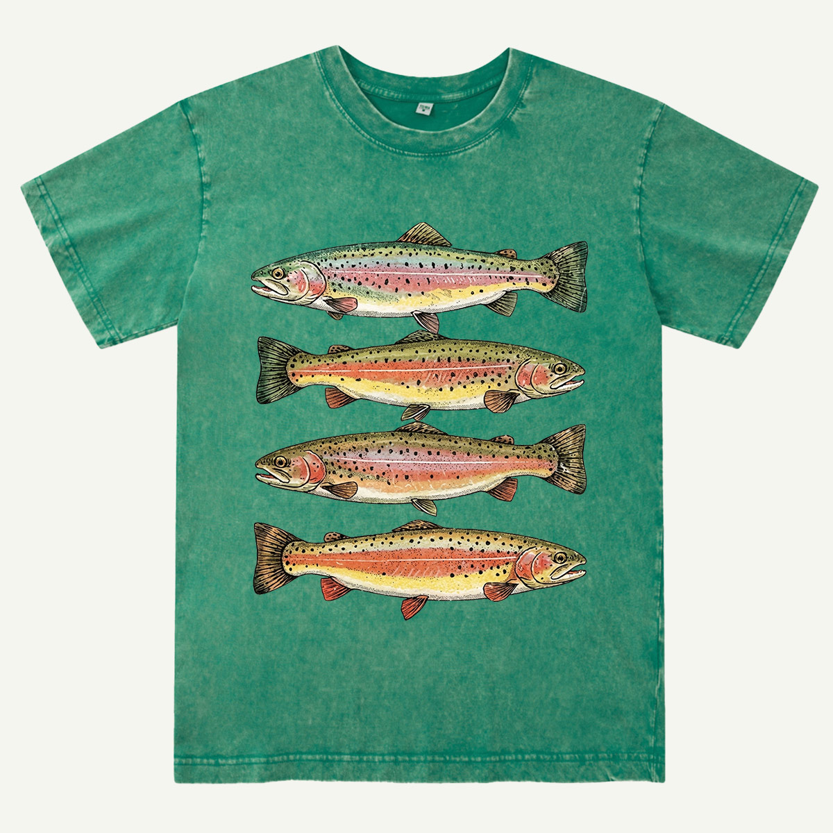 Rainbow Trout Fishing Washed T-Shirt