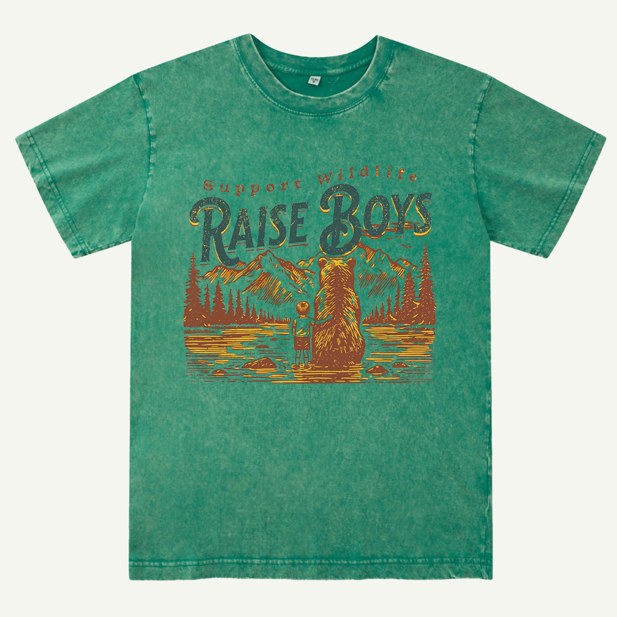 Wilderness Lake Family Bear Washed T-Shirt