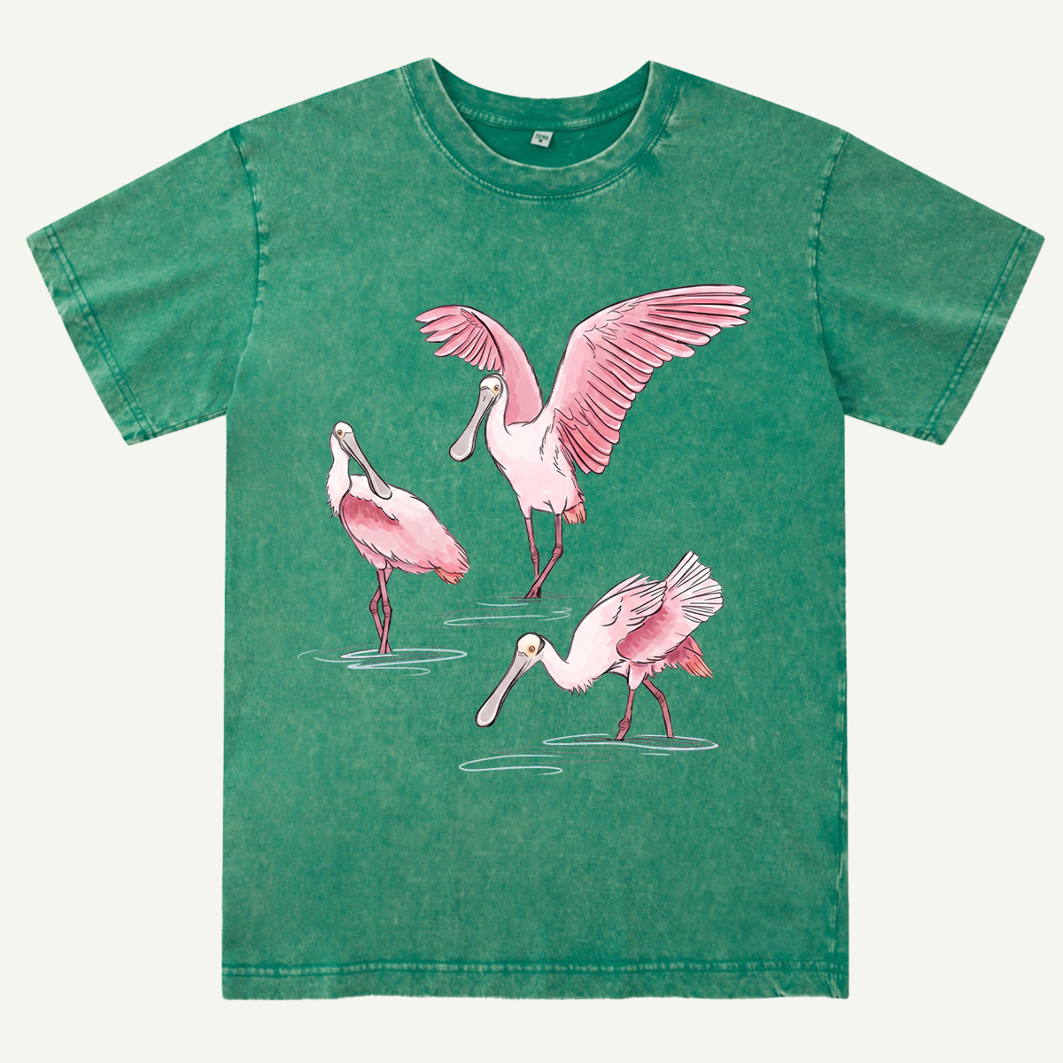 Roseate Spoonbill Bird Washed T-Shirt