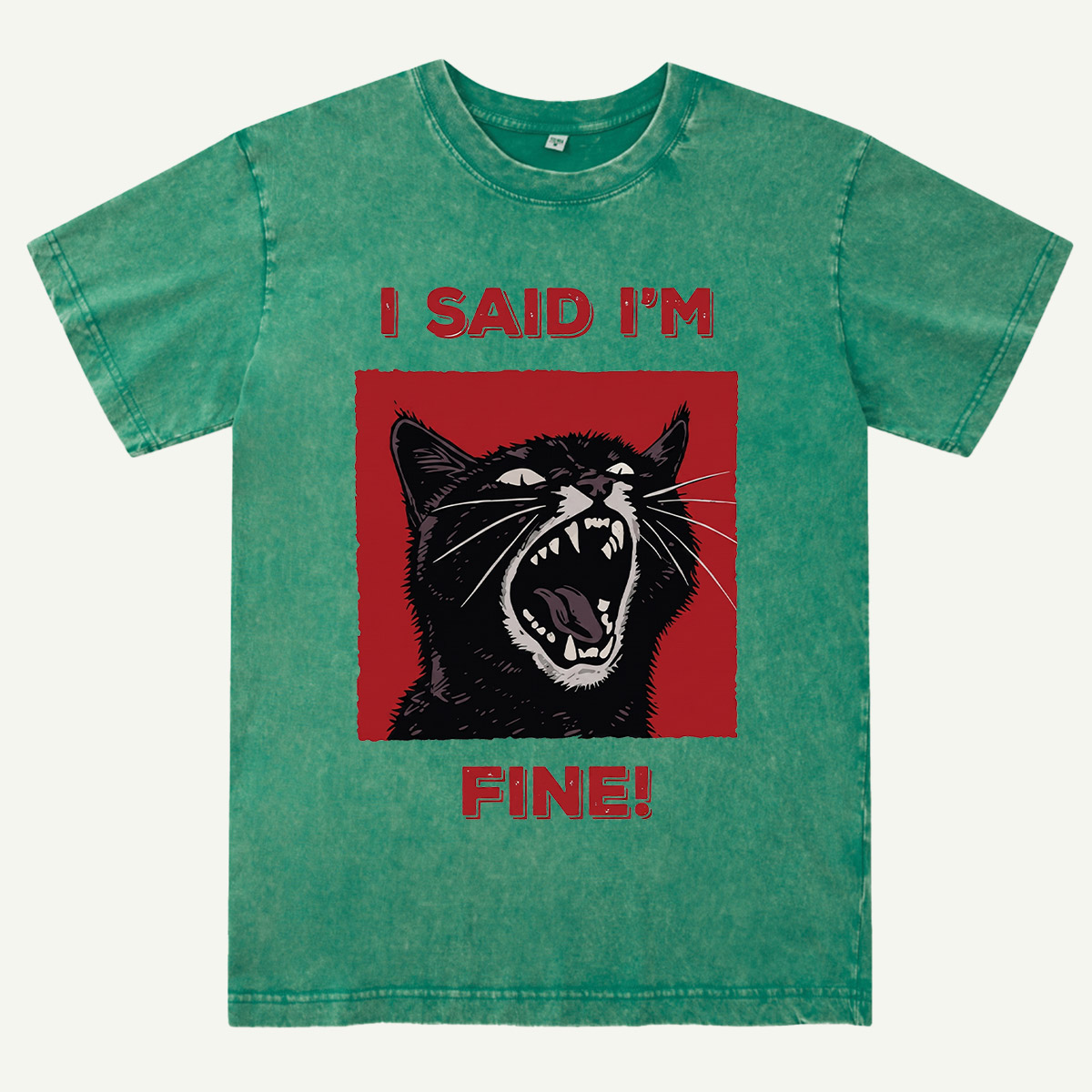 I Said I'm Fine! Funny Black Cat Washed T-Shirt