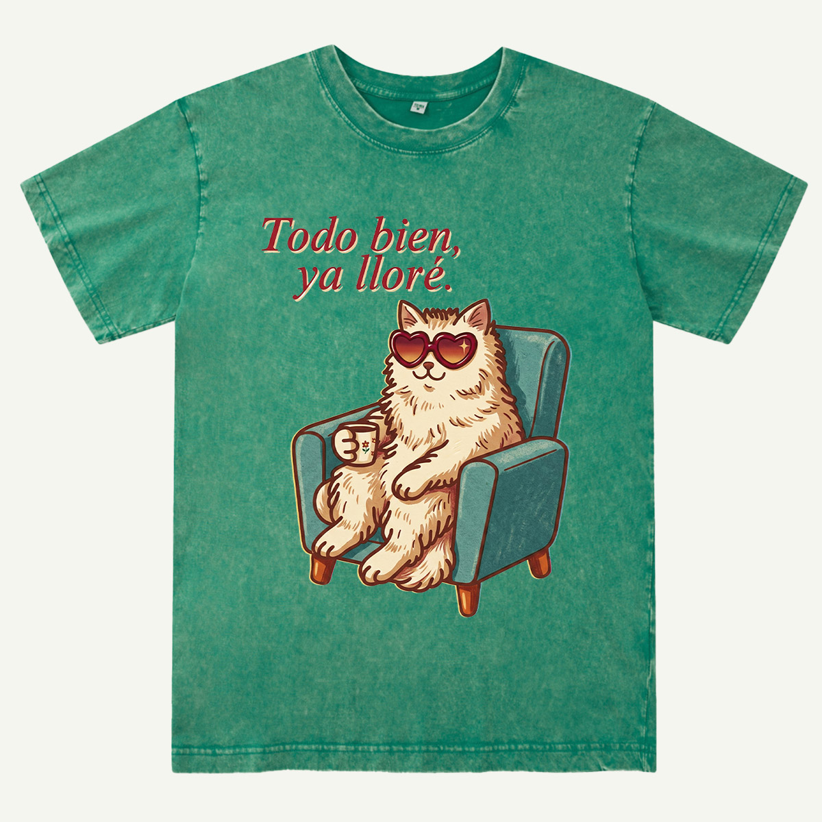 Coffee Cat Relax Washed T-Shirt
