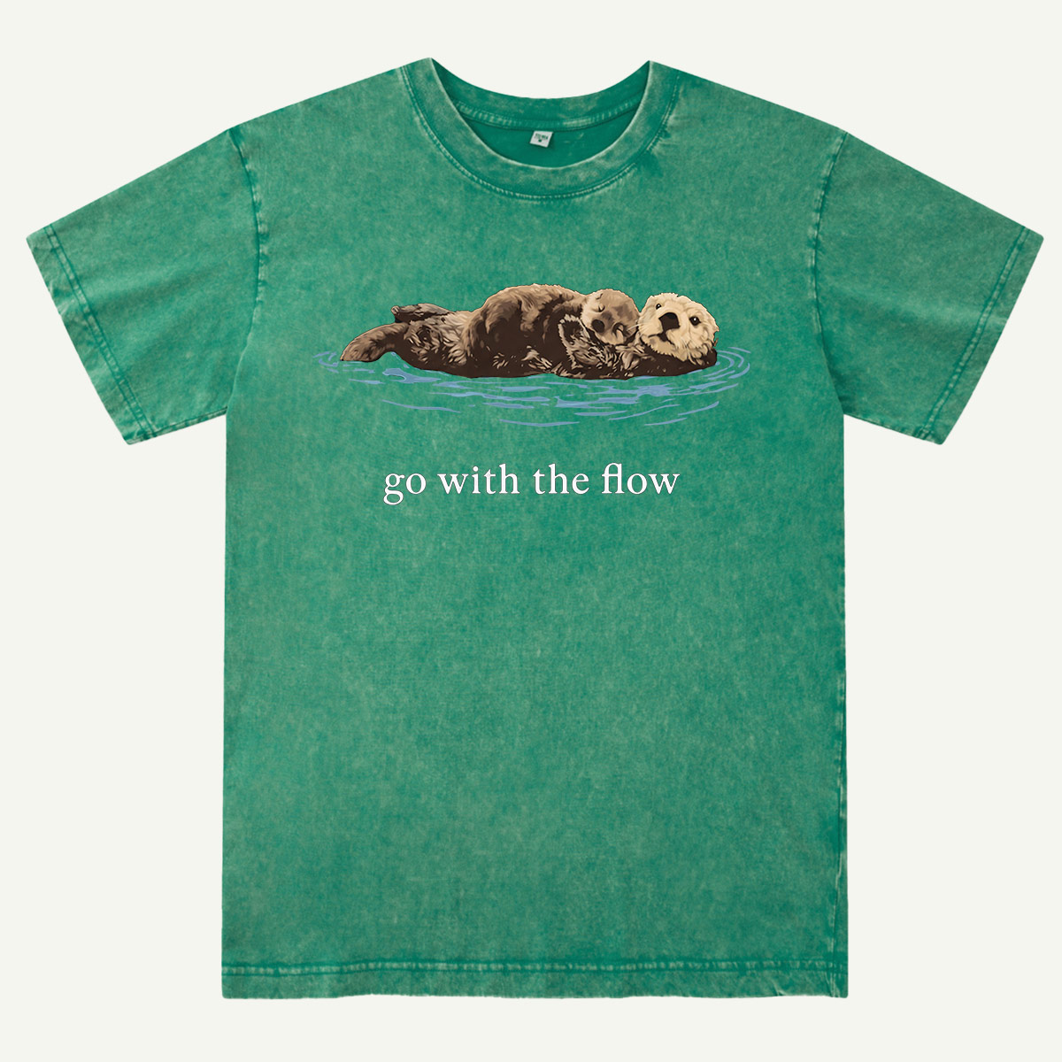 Go With The Flow Sea Otter Wildlife Nature Washed T-Shirt