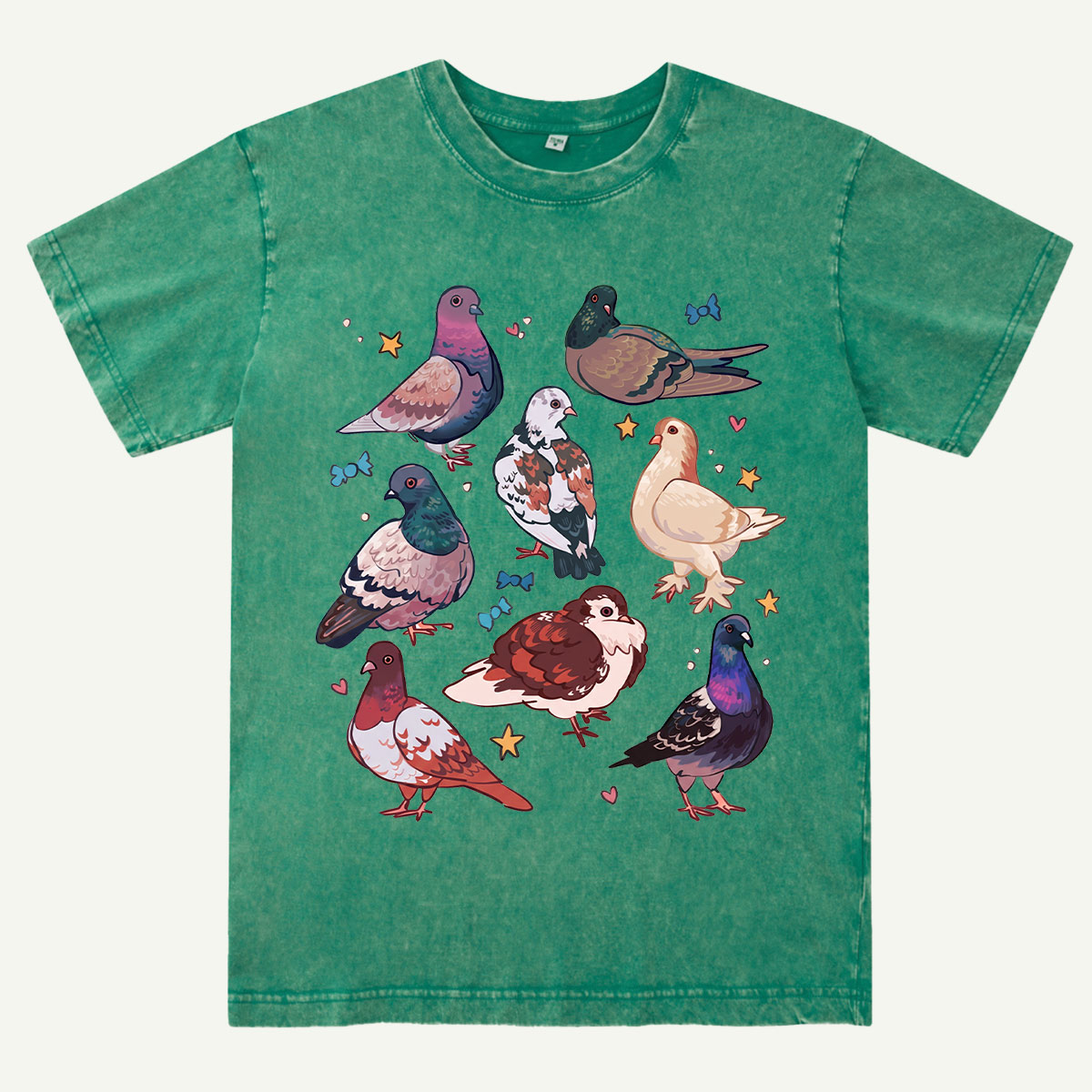 Cute Pigeon Squad Washed T-Shirt