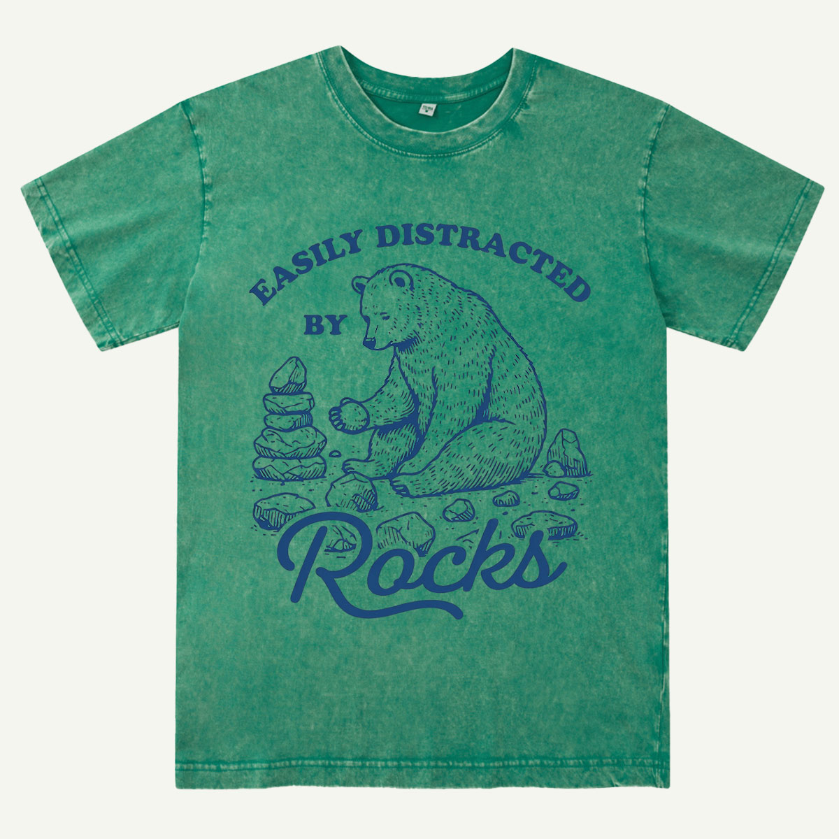 Easily Distracted By Rocks Bear Washed T-Shirt