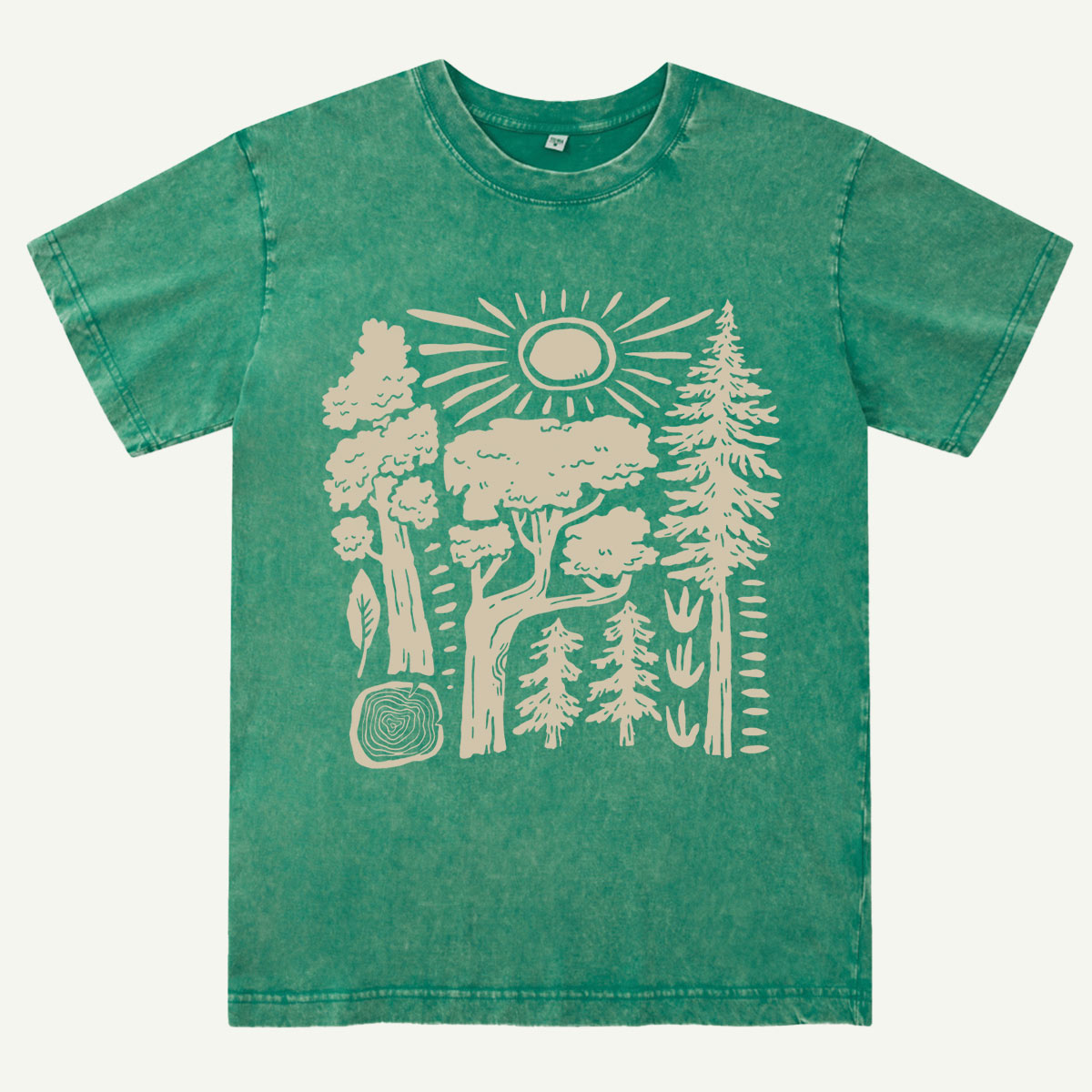 Minimalist Forest Sunrise Washed T-Shirt