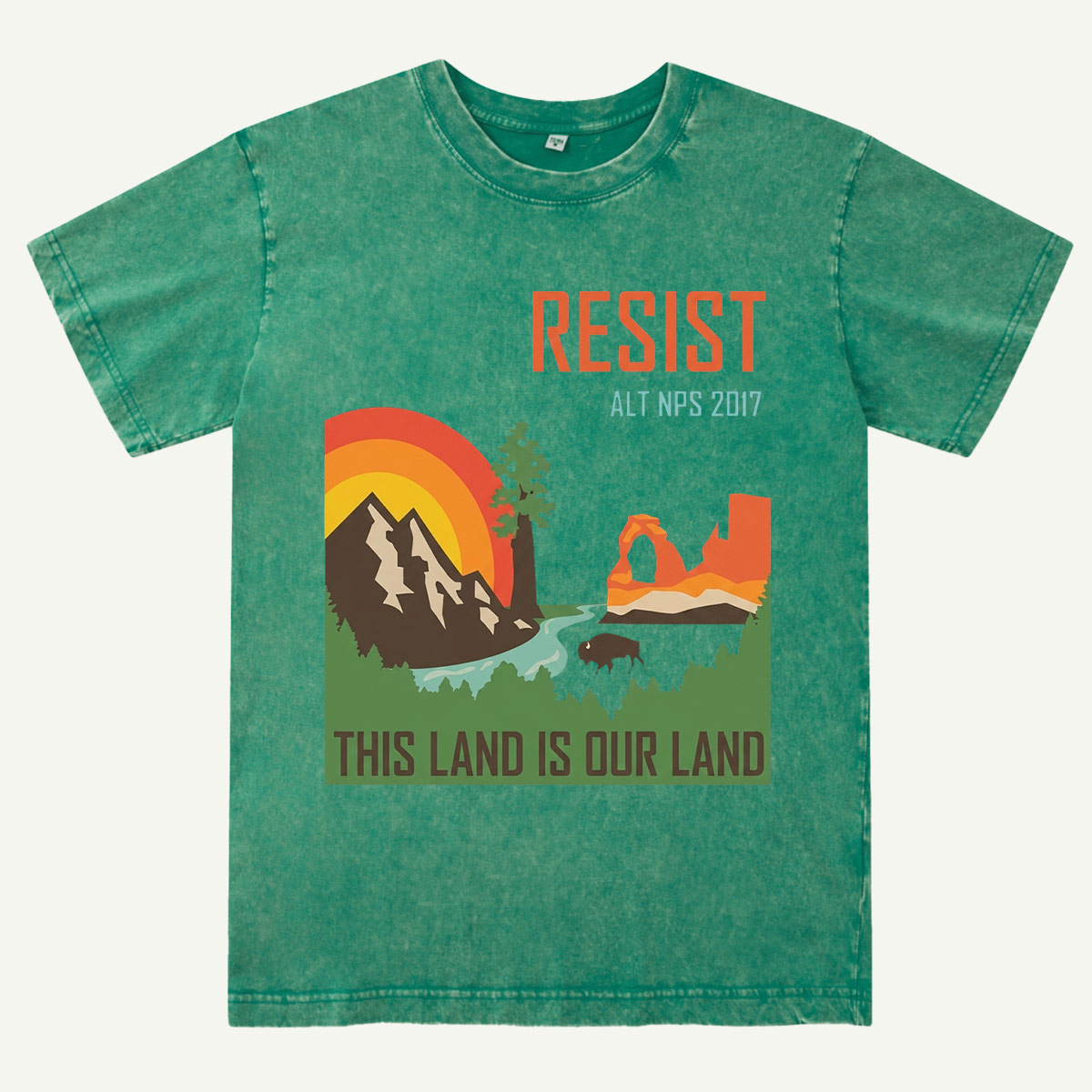 Retro Wilderness Landscape Mountain Adventure Washed T-Shirt