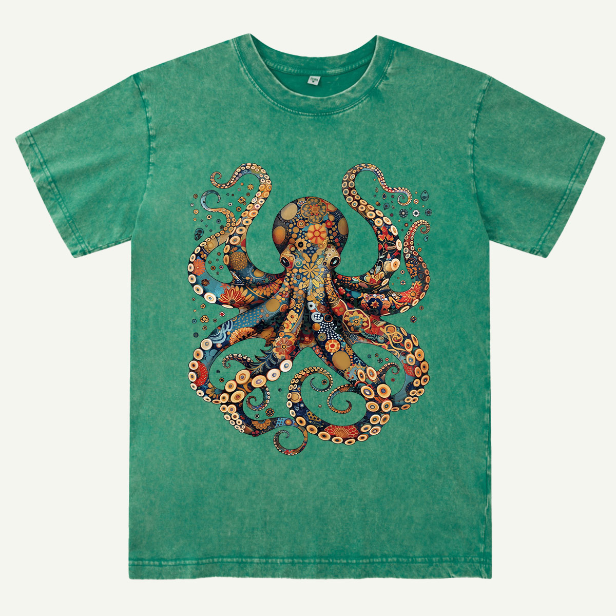 Ocean Octopus Artistic Washed T-Shirt