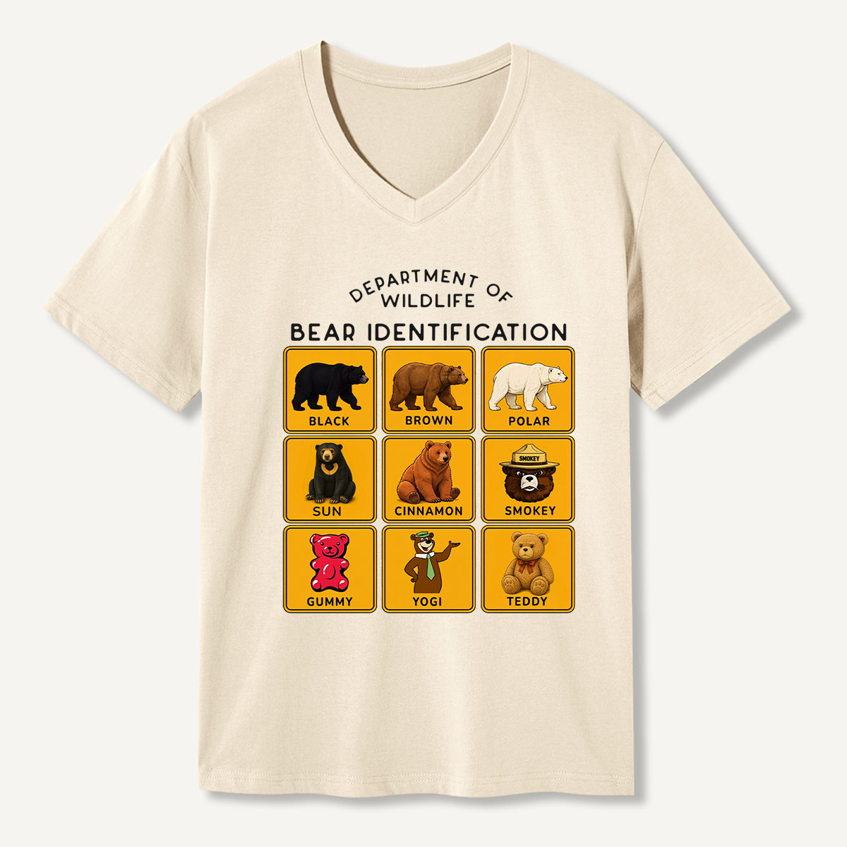 Department of Wildlife Bear Identification Gummy Bear V-neck T-Shirt
