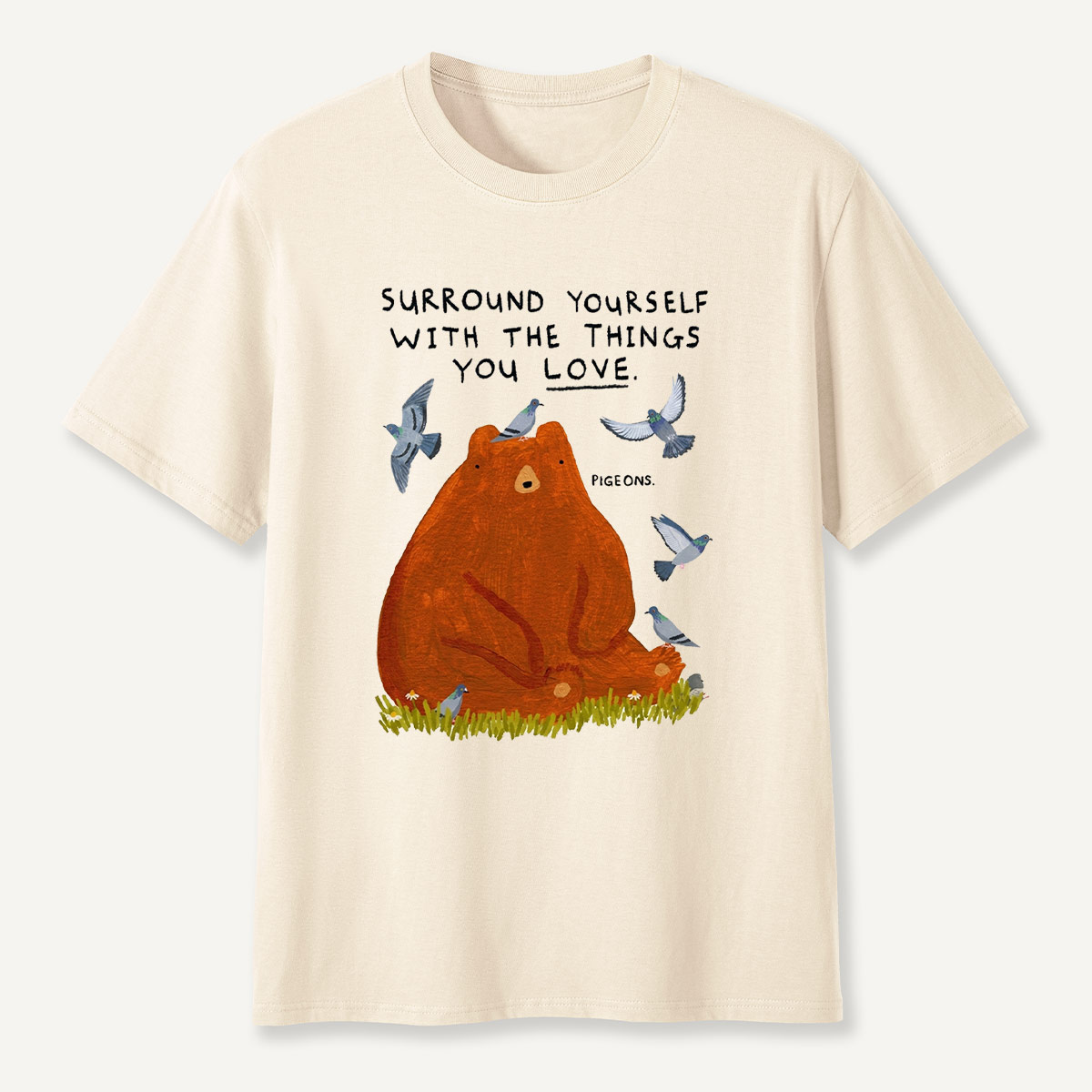 Wildlife Bear and Pigeons Inspirational T-Shirt