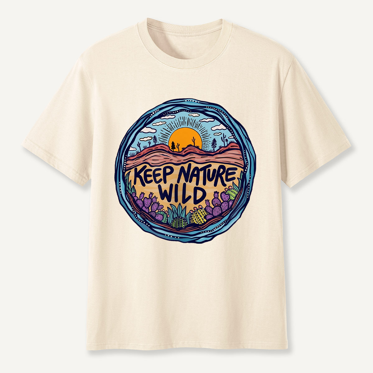 Desert Sunset Nature Badge Keep Nature T-Shirt