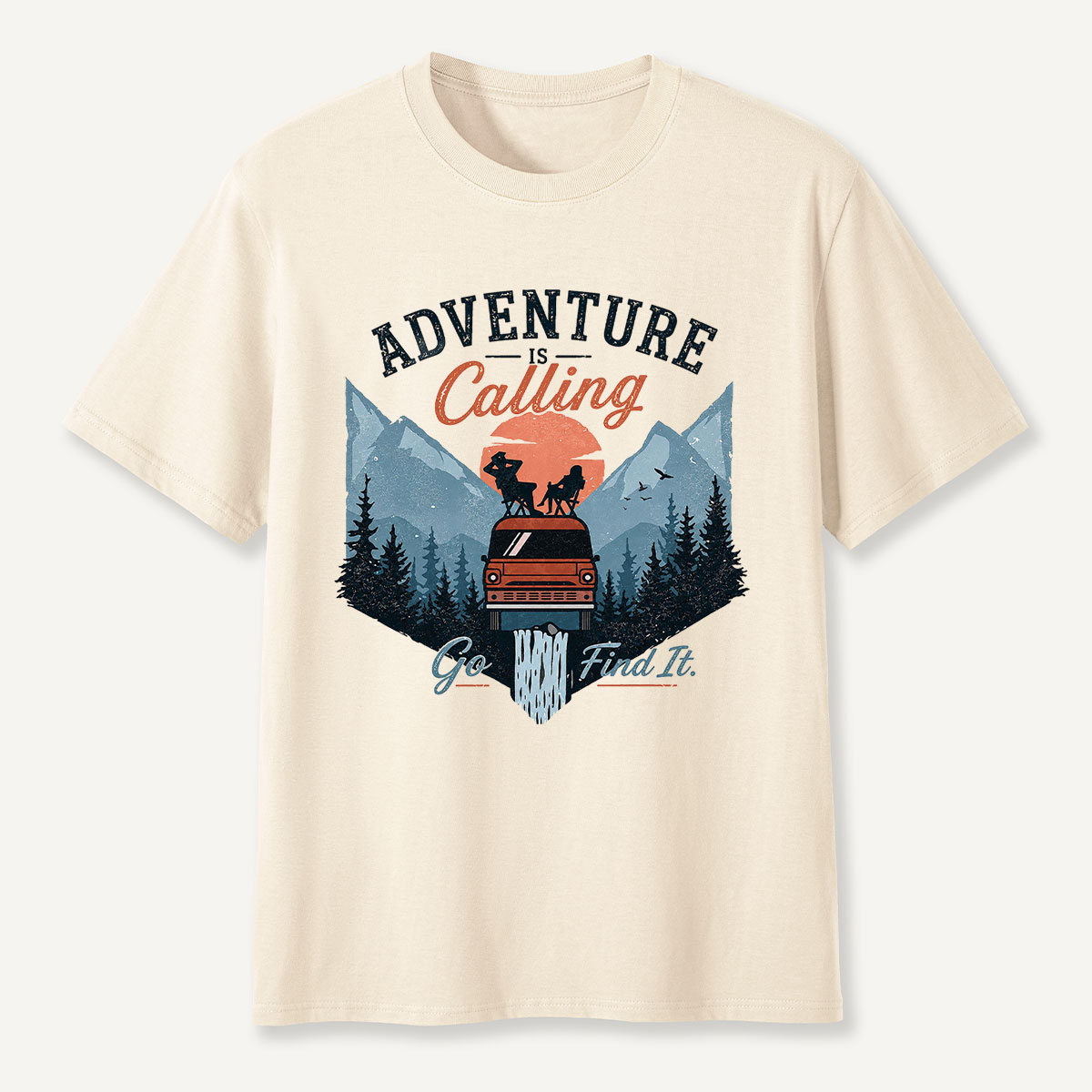 Adventure Is Calling Camper Van Mountain T-Shirt