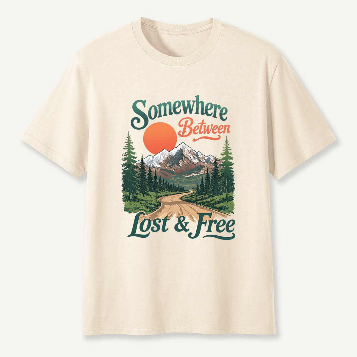 Somewhere Between Lost and Free Mountain Nature T-Shirt