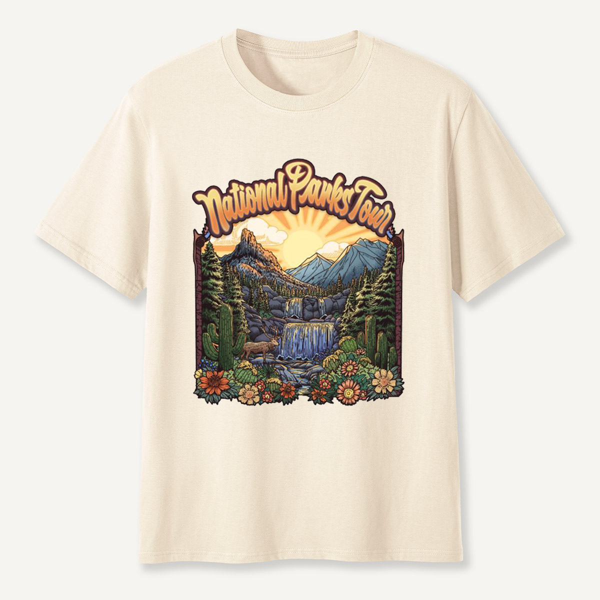 Mountain Waterfall Scenic Landscape National Parks T-Shirt