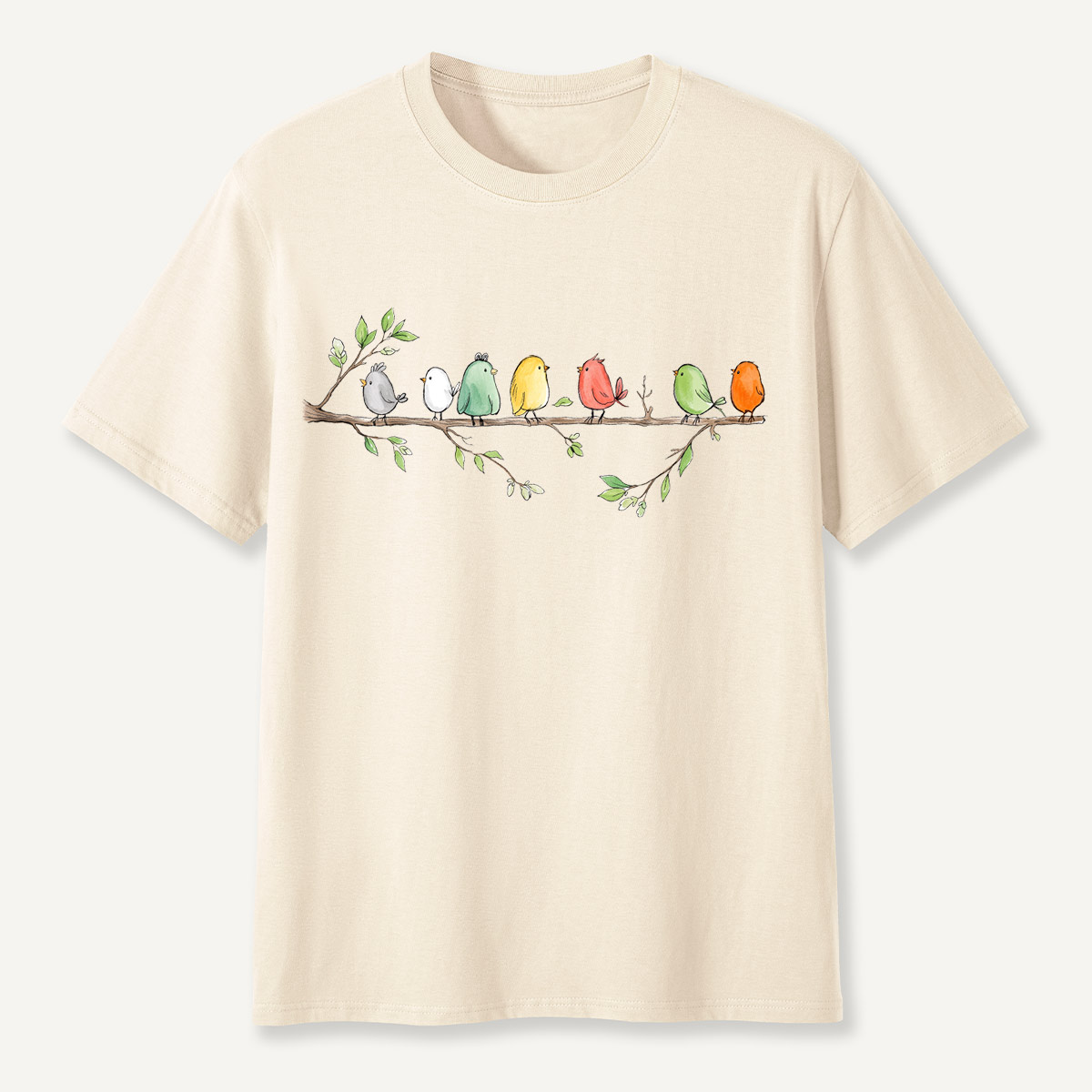 Colorful Songbirds On Branch T-Shirt