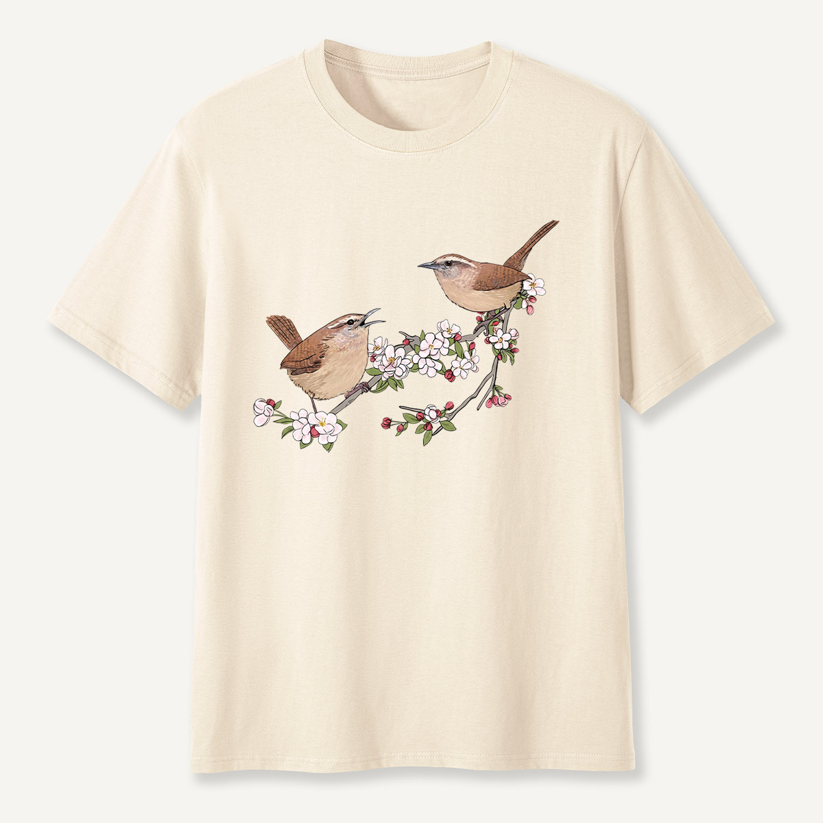 Songbirds On Blooming Branch Nature T-Shirt