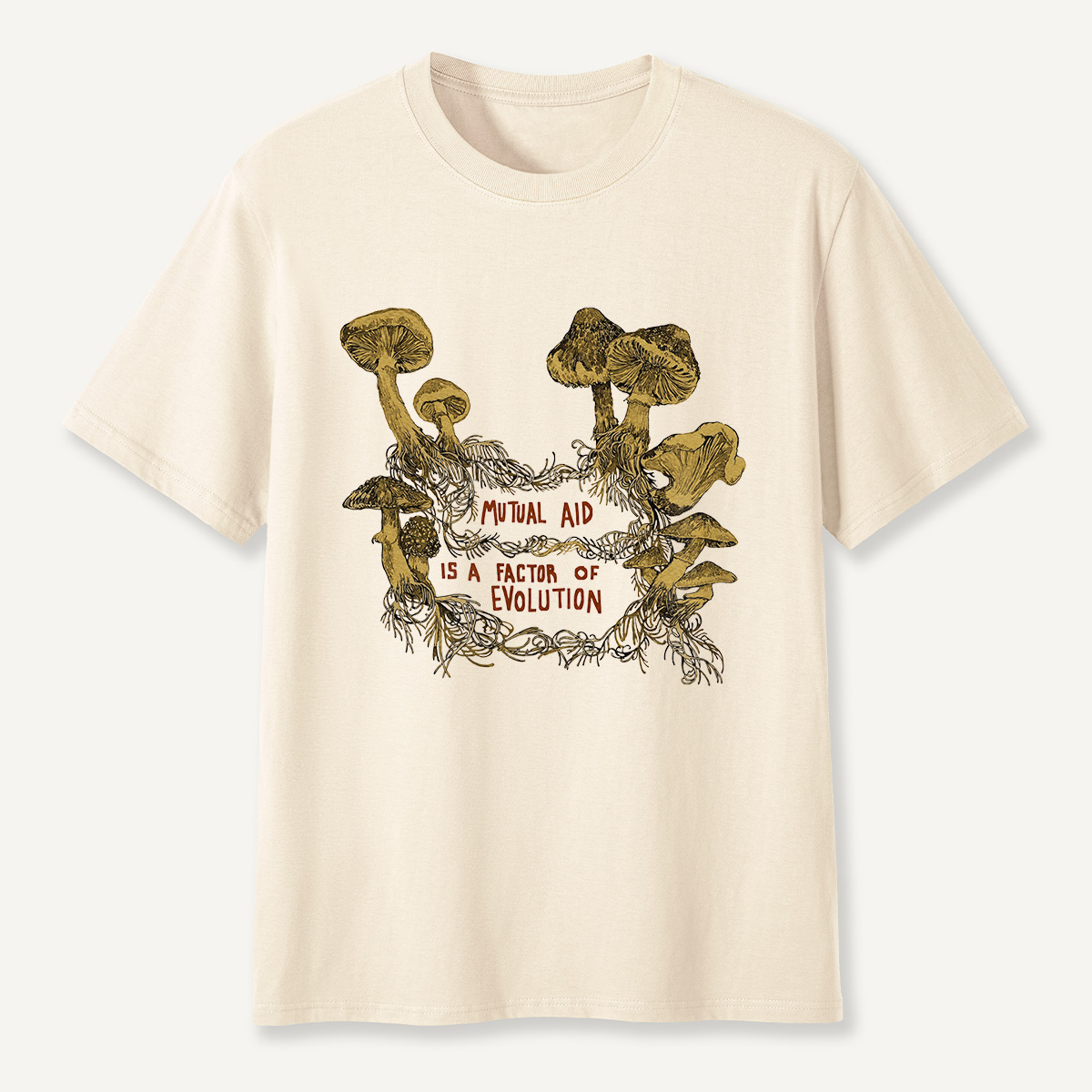 Mutual Aid Mushroom Evolution T-Shirt