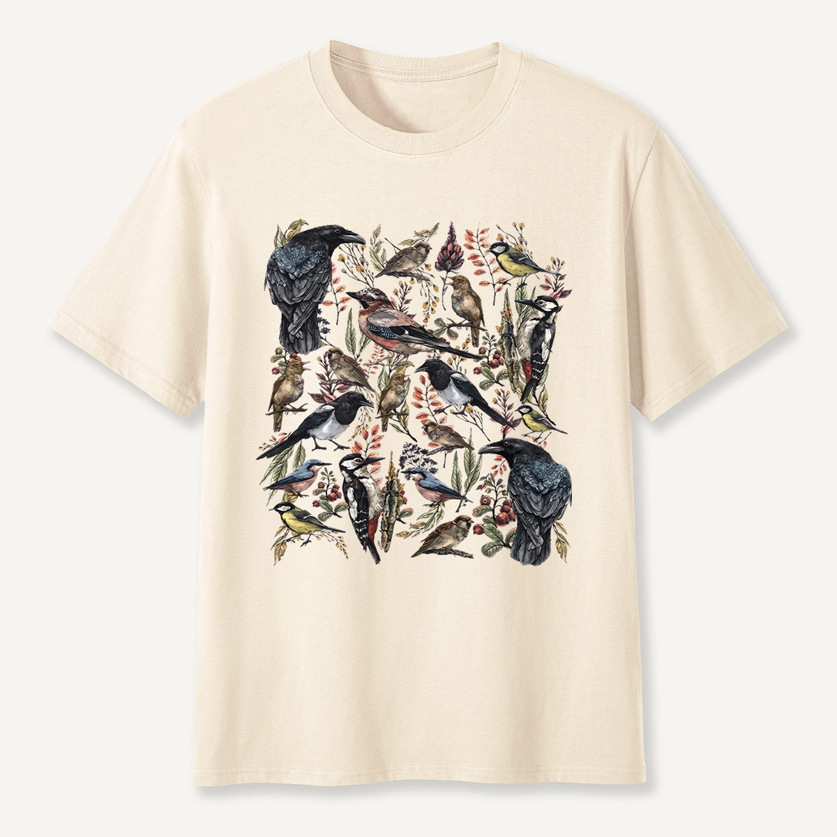 Vintage Wild Birds Botanical T-Shirt