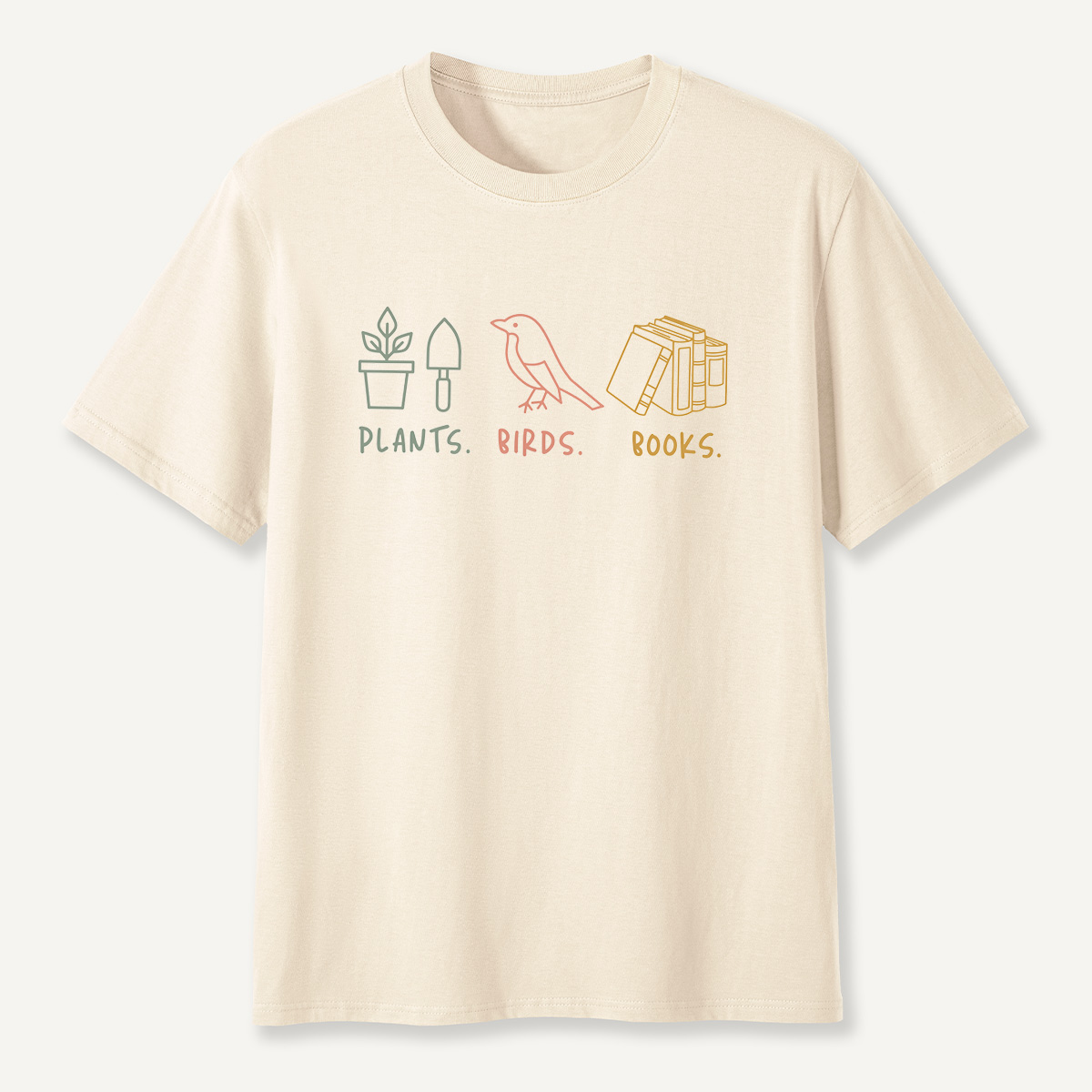 MDCTBYWY26071707Plants, Birds,Books T-Shirt