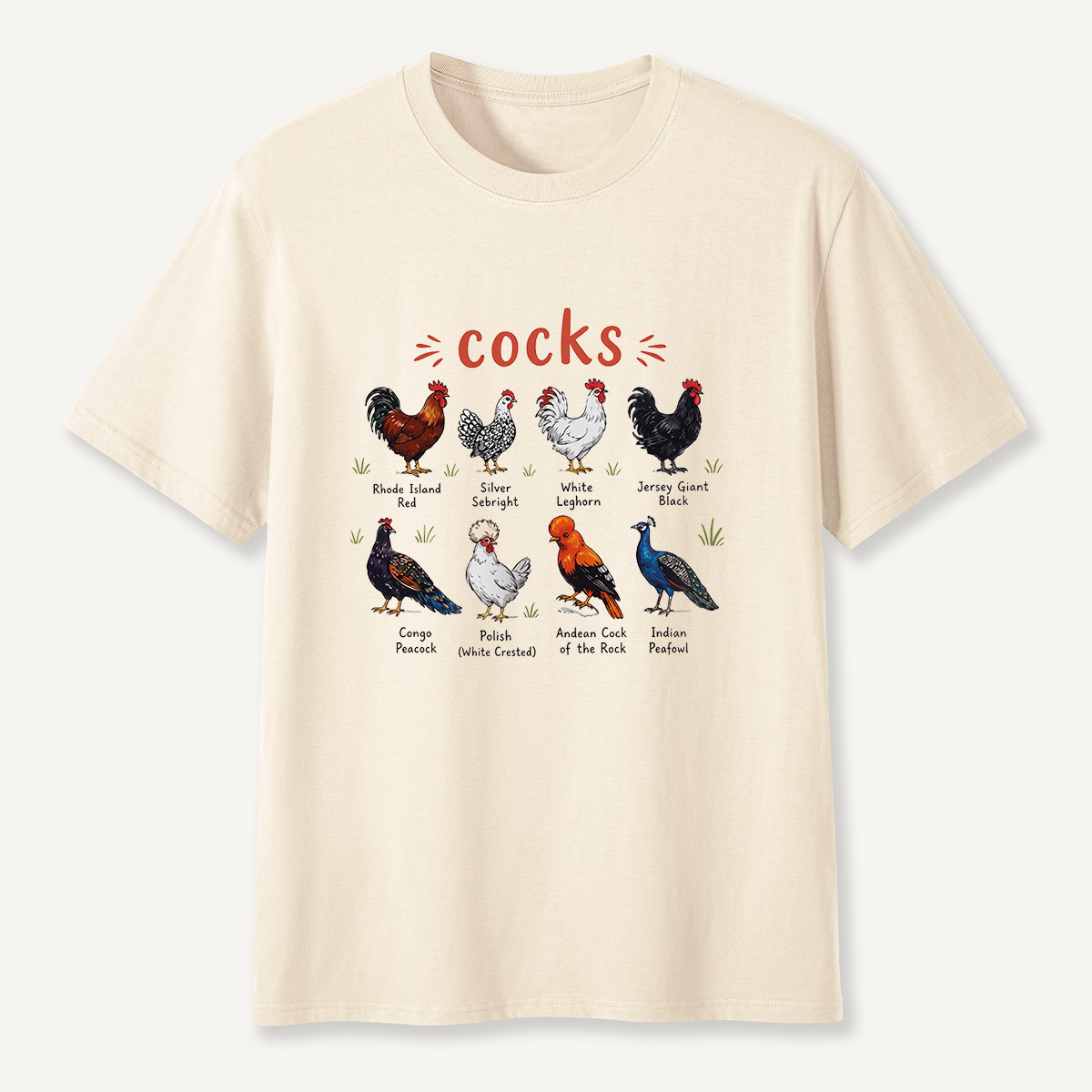 MDCTBYWY26072004 Cocks of the World Illustrated T-Shirt