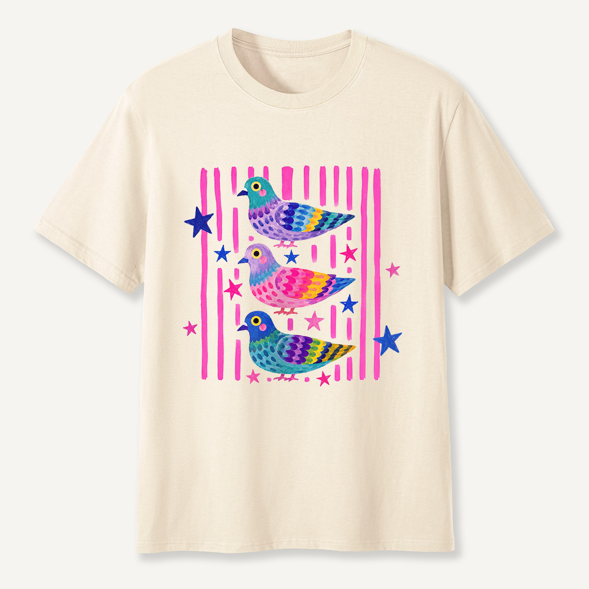 MDCTBYWY26072006 Colorful Pop Pigeon T-Shirt